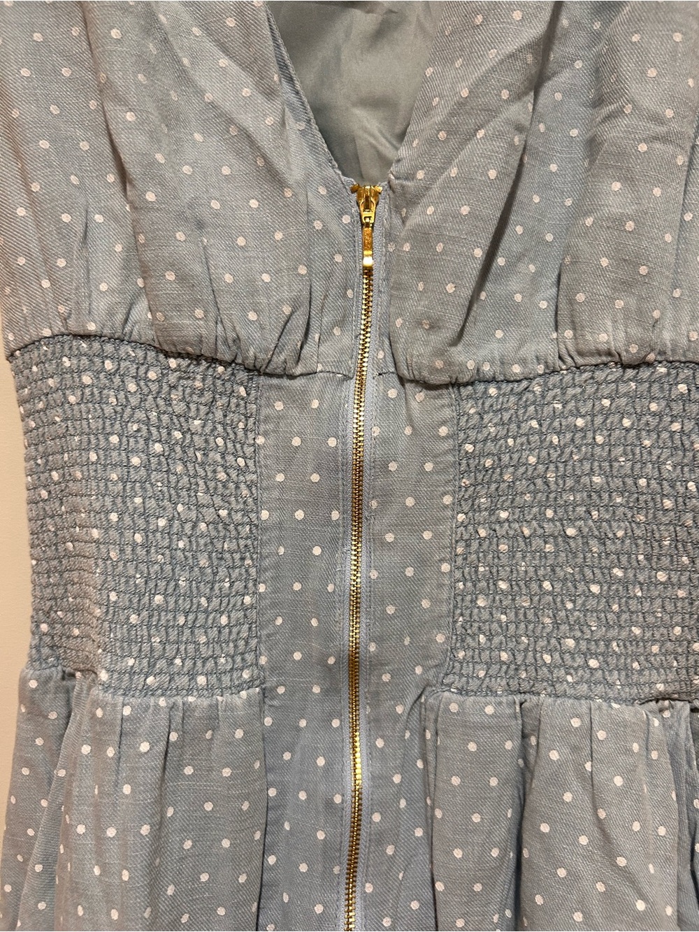 Anthropologie Light Blue Polka Dot Sleeveless Dress - Picture 4 of 7